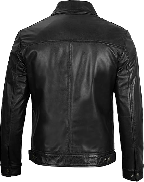 Premium Leather Jacket with Shirt Collar